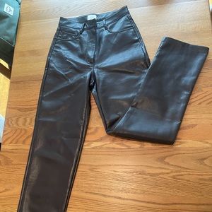Aritzia Melina Pant Faux Leather - Chocolate Brown